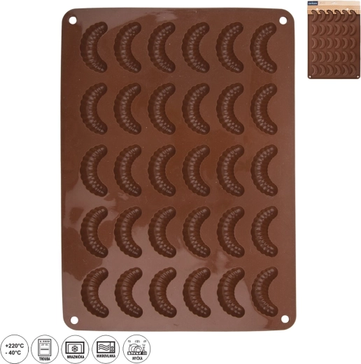 Molde de silicona para galletas en forma de cuernitos, naranja – 30 uds.