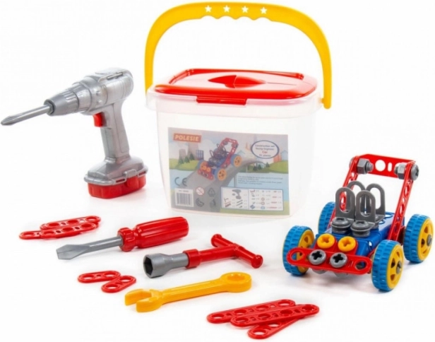 Kit de construcción Joven ingeniero: coche con destornillador eléctrico, 91 piezas
