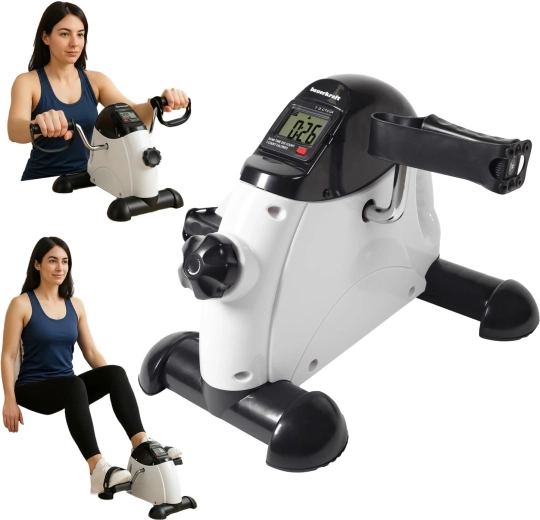 Pedaleador compacto de rehabilitación 2 en 1 blanco