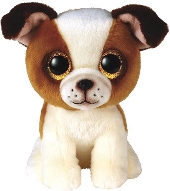 Perro de peluche Hugo marrón y blanco 15 cm