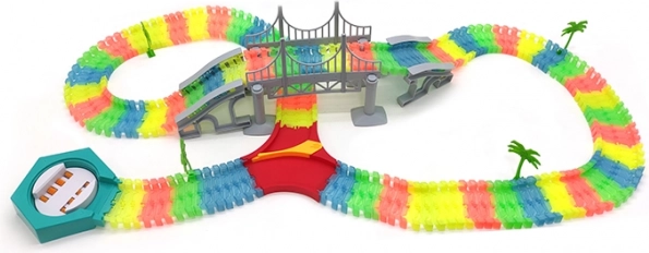 Pista de coches flexible luminosa de 192 piezas con coche LED