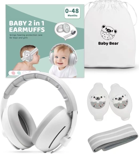 Protectores auditivos infantiles 2 en 1 Doggy gris - 1 pieza