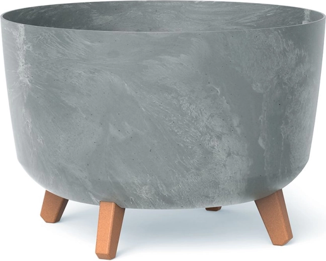 Maceta Gracia efecto hormigón 39 cm gris con patitas