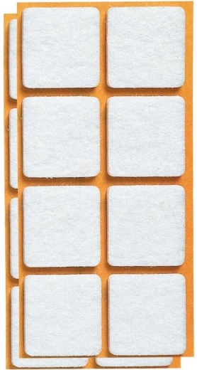 Almohadillas de fieltro autoadhesivas para muebles 25 × 25 mm, blancas (16 uds.)