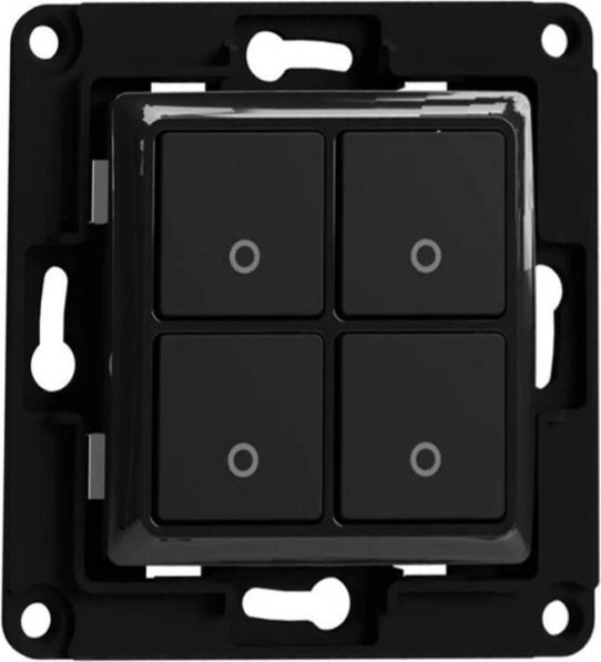 Interruptor inteligente de pared SHELLY, 4 botones, negro