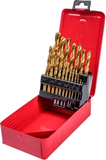 Juego de brocas para metal HSS-TiN 1–10 mm, 19 piezas
