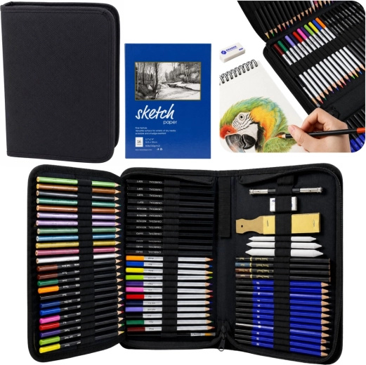 Set artístico para dibujar y hacer bocetos en estuche, 74 piezas