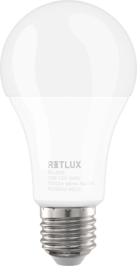 Bombilla LED RETLUX RLL 606 A60 E27 12 W blanco cálido