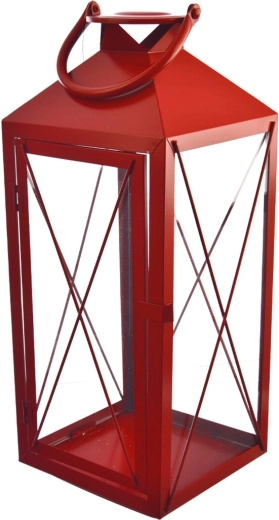 Gran farol metálico rojo 47 cm