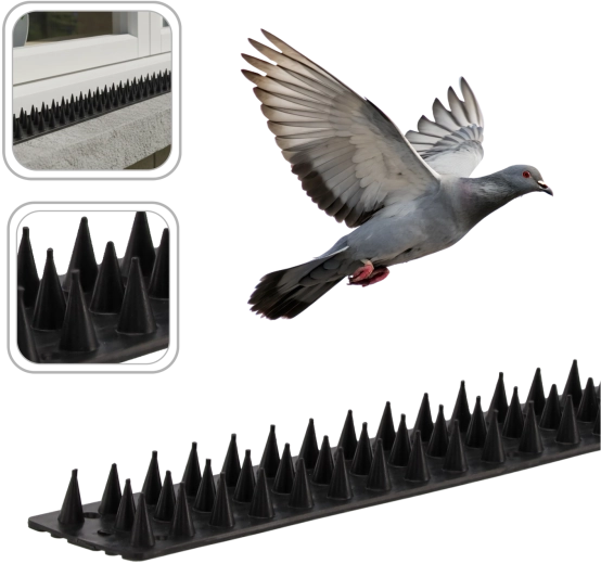 Púas de plástico antipalomas 50 cm, negras