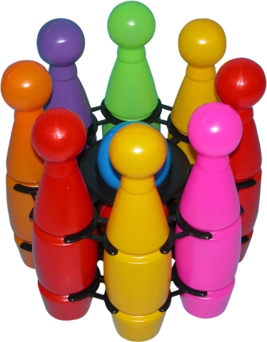 Boliche de plástico en malla – set de bolos familiar