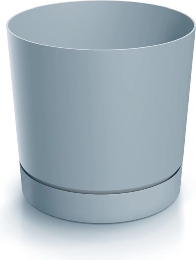 Maceta con plato TUBO P 39 cm gris claro