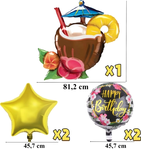 Set de globos Aloha para cumpleaños y fiesta hawaiana, 5 uds.