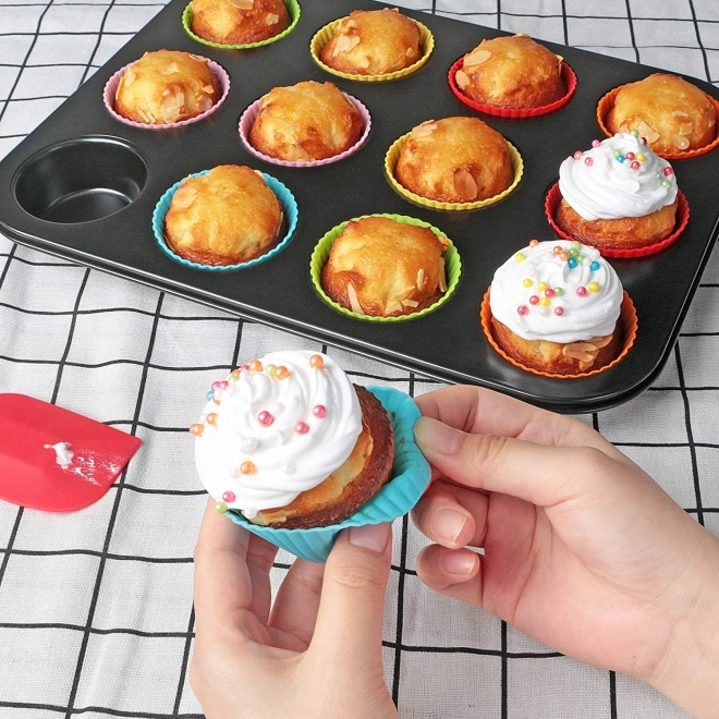 Molde de teflón para muffins con 12 moldes de silicona