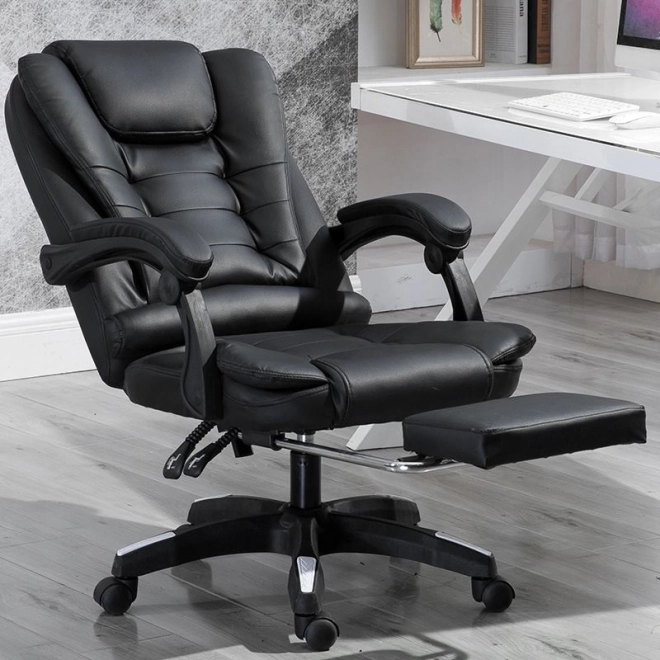 Sillón giratorio con función de masaje y reposapiés negro