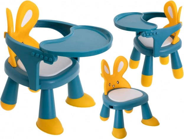 Silla infantil con mesa extraíble conejito amarillo-azul