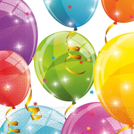 Servilletas de papel con globos 33 × 33 cm, 20 uds