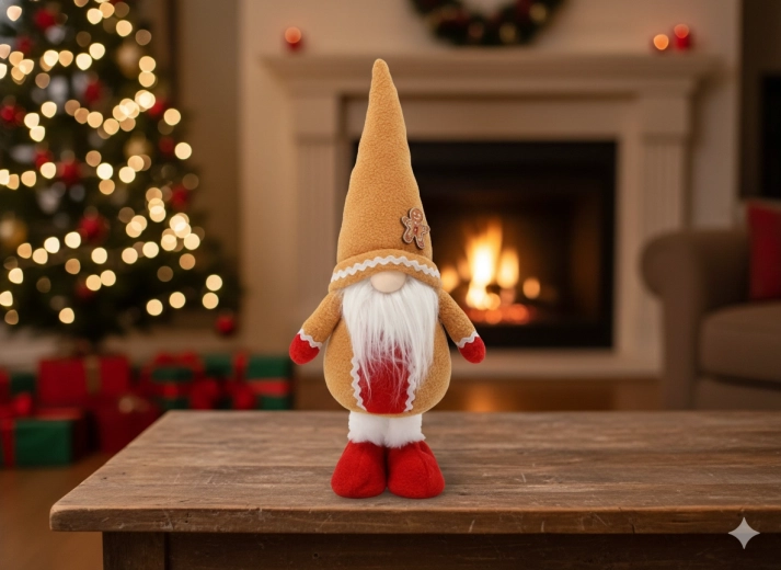 Duende navideño de pie, naranja 42 cm