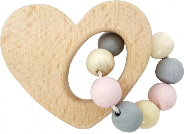 Hess sonajero de madera corazón en rosa