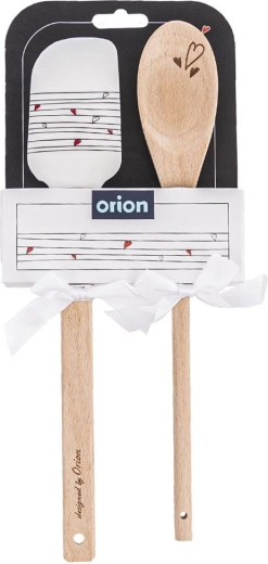 Set de cocina: espátula y cuchara de madera con corazones