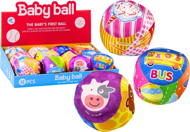 Pelota suave con sonajero Animales y Frutas 10 cm
