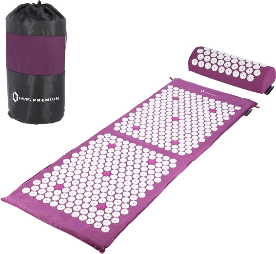 Set de acupresión HMS Premium AKM04 – esterilla morada con cojín y bolsa