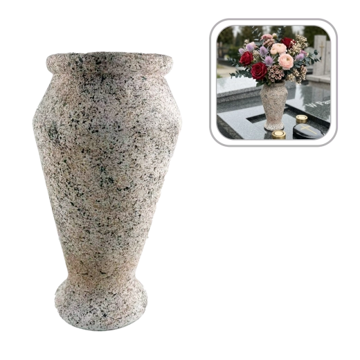Jarrón de cementerio de cemento con aspecto de granito 16 × 16 × 28 cm - 1 unidad