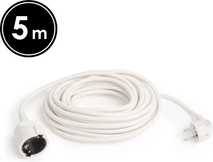 Cable alargador blanco de 5 m con toma recta