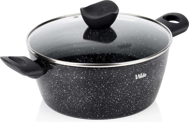 Olla de granito con tapa de vidrio Vilde Granitica 24 cm, 3,6 l