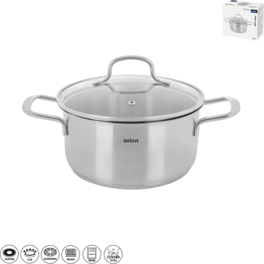 Cacerola de acero inoxidable Anett glass con tapa de vidrio 3,1 l