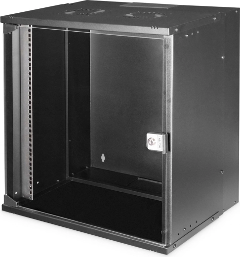 Armario rack de pared Digitus 19" 12U SOHO PRO 595 × 540 × 400 mm, negro, puerta de vidrio
