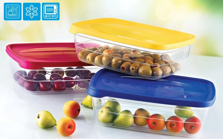 Caja de almacenamiento rectangular Trend 1,2 l con tapa hermética