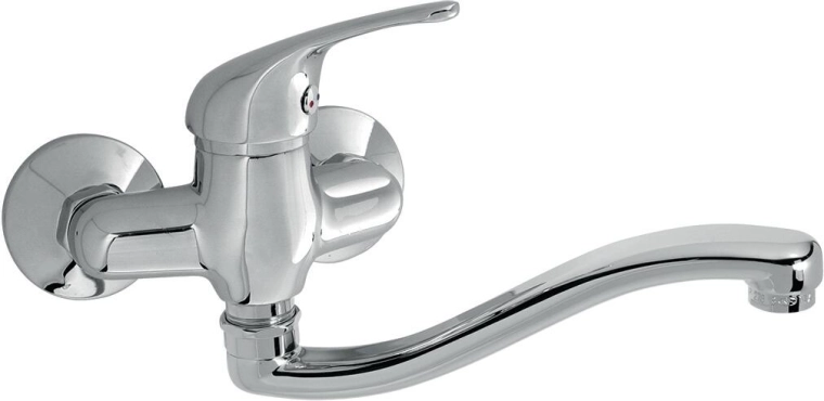 Grifo mural para fregadero Titania Iris con caño de 250 mm, cromo