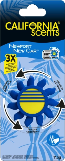 Ambientador para coche para rejilla de ventilación California Scents Newport New Car – sol giratorio