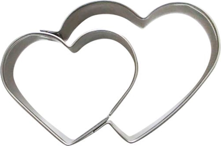 Cortadores para galletas – dos corazones, acero inoxidable 5–6 cm