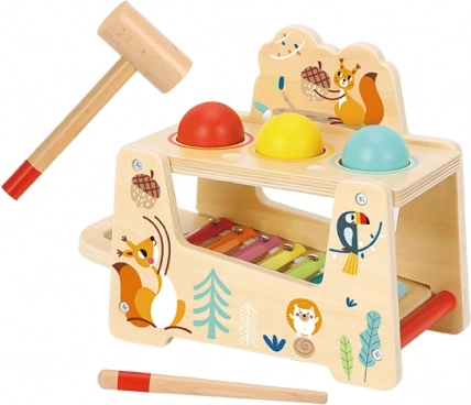 Banco de golpeo de madera 2 en 1 con xilófono – TOOKY TOY
