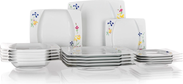 Vajilla cuadrada de porcelana EYE de 18 piezas