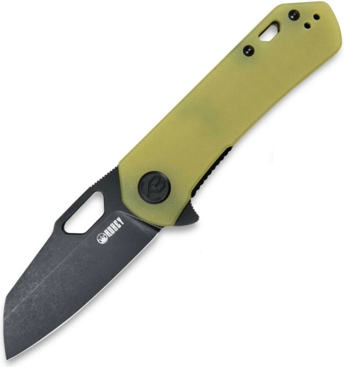 Navaja plegable Kubey Duroc, G10 amarillo translúcido, hoja negra 7,4 cm