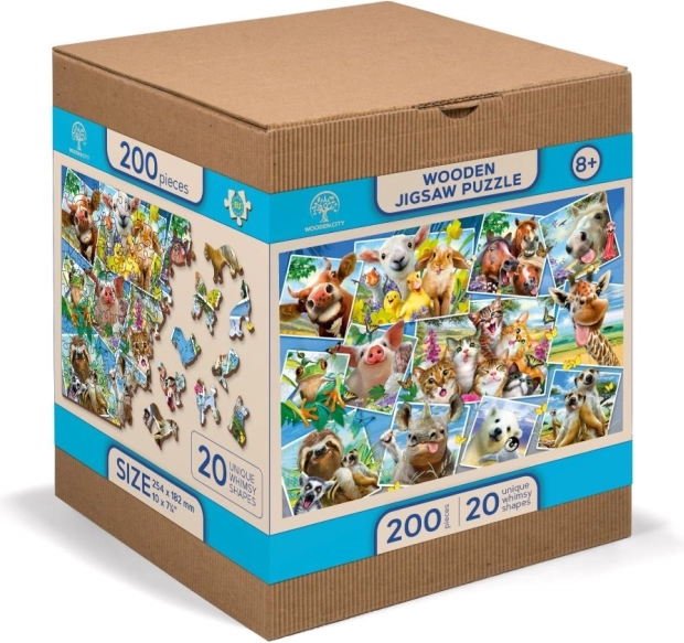 Puzle de madera 2 en 1 Postal de animales WOODEN CITY, 505 piezas