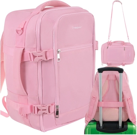 Mochila de cabina de viaje 40 × 25 × 20 cm rosa TRIZAND 2en1