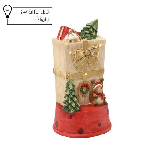 Figura navideña casa con ciervo LED 22 × 21 × 40 cm