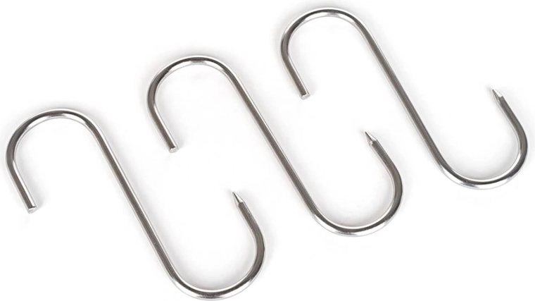 Ganchos para ahumadero AKCENT de acero inoxidable 13 × 9 cm, diámetro 5 mm (3 uds)