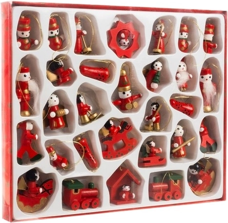 Adornos colgantes de madera para árbol de Navidad Ruhhy, set de 30 uds.