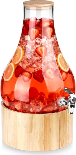 Dispensador de bebidas de vidrio con grifo y soporte 6,5 l