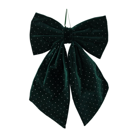 Lazo navideño verde con circonitas decorativas 40 × 65 cm