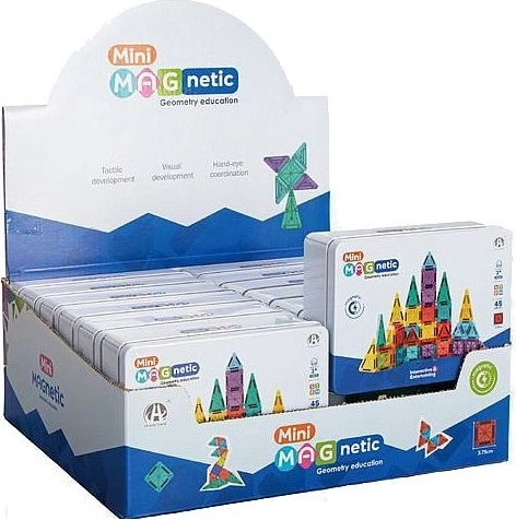 Mini set de construcción magnético de 45 piezas en lata