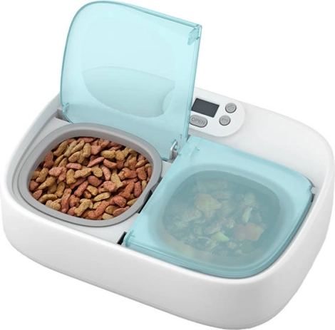 Comedero inteligente de dos compartimentos con inserto refrigerante PETONEER
