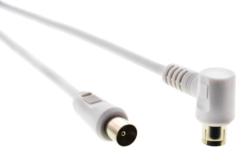 SENCOR cable coaxial de antena con conector macho-hembra de 90° y 10 m, blanco