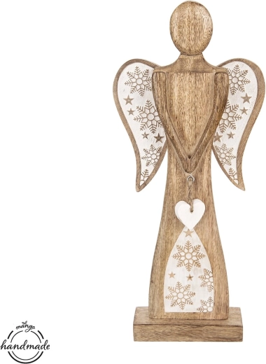 Decoración de madera ángel de madera de mango 45,5 cm