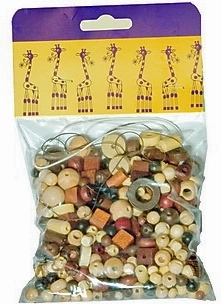 Detoa mix de cuentas de madera en tonos marrón‑natural 110 g